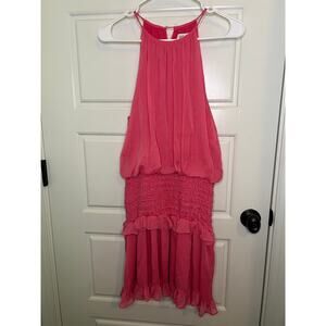 Do+be hot pink coral small smocked waist sleeveless dress spring summer casual